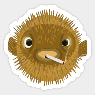 A Puffing Pufferfish Sticker